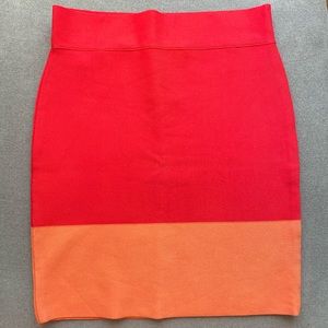BCBGMaxazria Orange and Red Bodycon Skirt